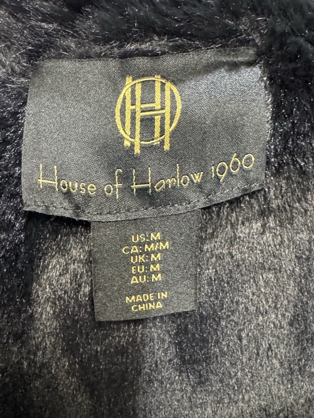 House of Harlow 1960 Black Faux Shearling Zip Vest #307 - Picture 4 of 4